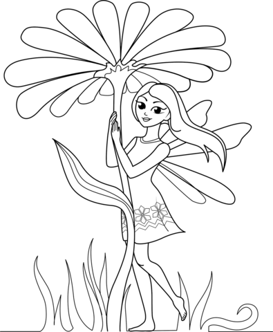 Flower Fairy Coloring Page